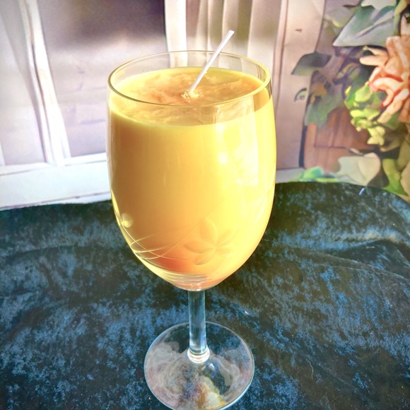 Other - Long Stem Wine Glass Candle Geranium, Grapefruit, Sweet Orange and Lemon Lime